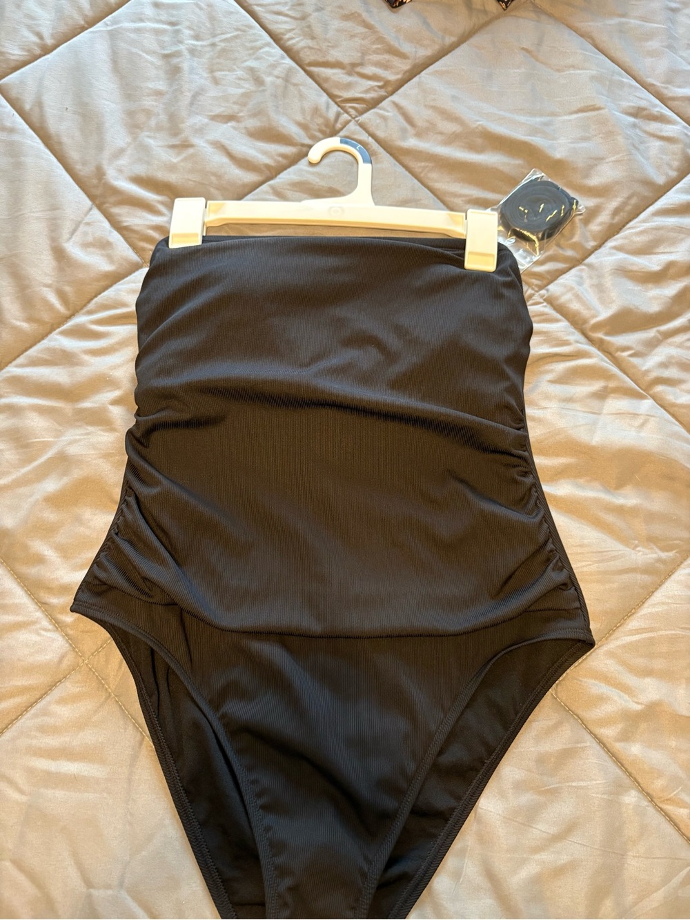 Shade & Shore Black Strapless One-Piece Swimsuit
